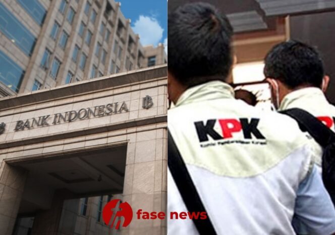 
					Kolase Kantor Bank Indonesia dan tim penyidik KPK/ kolase by fasenews.id