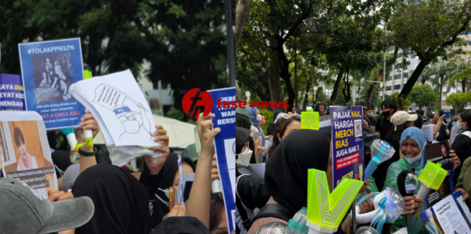 
					Kolase Foto, Aksi Unjuk Rasa Penggemar Kpop Terhadap Kenaikan PPN 12%/ FASENEWS.ID