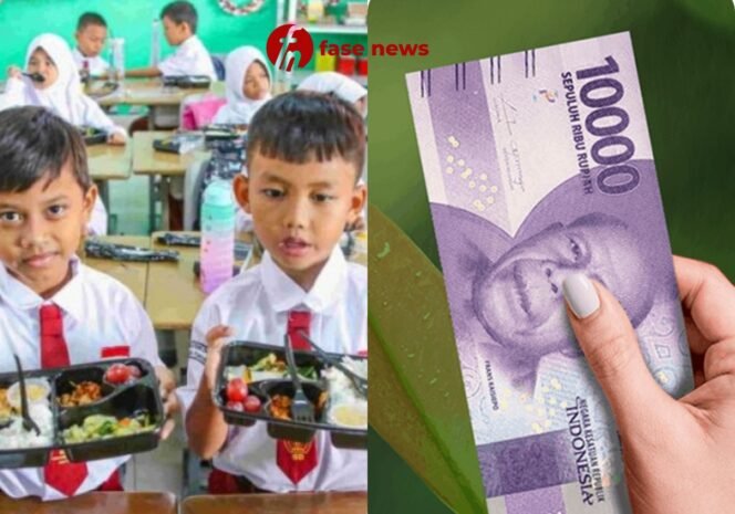 
					Kolase potret anak SD dengan makanan dan uang Rp 10 ribu/ Kolase oleh fasenews.id