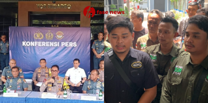 
					Kolase Foto Konferensi Pers serta Potret Agam Muhammad Nasrudin (26) dan Rizki Agam Saputra (24) anak dari Ilyas Abdurahman, bos rental yang tewas ditembak oleh oknum TNI AL (Foto: FASENEWS.ID)