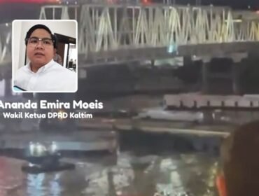Kolase Insiden terbaru penabrakan jembatan Mahakam dan Ananda Emira Moeis Wakil ketua DPRD Kaltim (fasenews)
