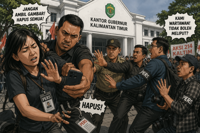 
					Empat Jurnalis Jadi Korban Represi Saat Aksi 214 di Depan Kantor Gubernur Kaltim