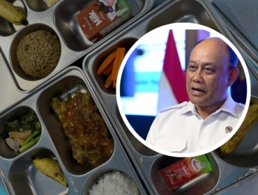 Kolase foto Kepala Badan Gizi Nasional (BGN), Dadan Hindayana dengan menu MBG 