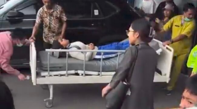 Siswa yang keracunan diduga usai santap Makanan Bergizi Gratis (MBG) dievakuasi kerumah sakit untuk melakukan perawatan (ist)