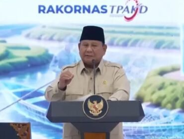 Presiden Prabowo Subianto, saat membuka Rakornas TPAKD di JIExpo Kemayoran, Jakarta Pusat, (Tangkapan Layar Sekretariat Presiden / YT)